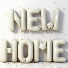 Beige NEW HOME Letter Balloon for Housewarming Party Decoraction, Cream NEW HOME