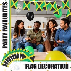 56 Pcs Jamaica Party Decorations Set 2 Jamaican String Flag Banner 10 Hand He…