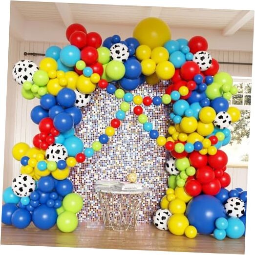Red Blue Yellow Balloons Arch Kit, 162pcs Multi Color Red Yellow Green Blue