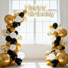 Black White Gold Confetti Balloons Garland Kit, 66Pcs 12 Inch Latex Party Balloo