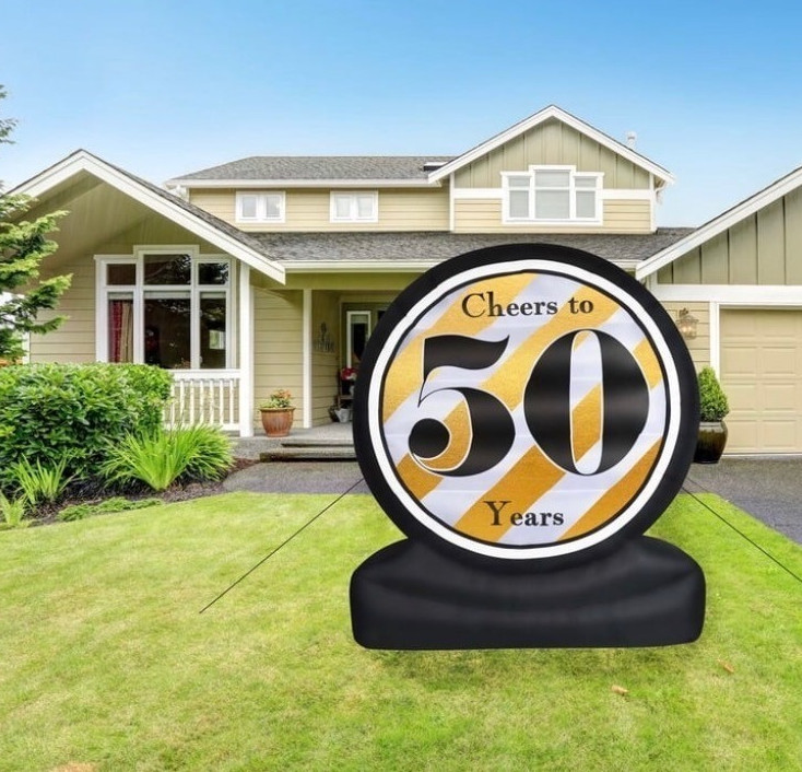 8 ft Inflatable “Cheers to 50 Years” 50th Birthday Yard Decor w/ LED Lights