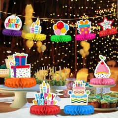 Happy Birthday Decorations Set – Colorful Themed Honeycomb Centerpiece, Table…