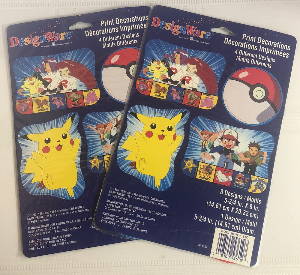 NEW! (2pks.) OF DESIGNWARE POKEMON PRINT PARTY DECOR 4 DIFF. MOTIFS IN EACH.