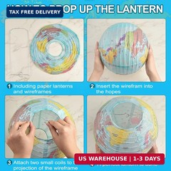 10 Pieces World Map Paper Lanterns 10 Inch Paper Globes Lanterns Map Classroom L