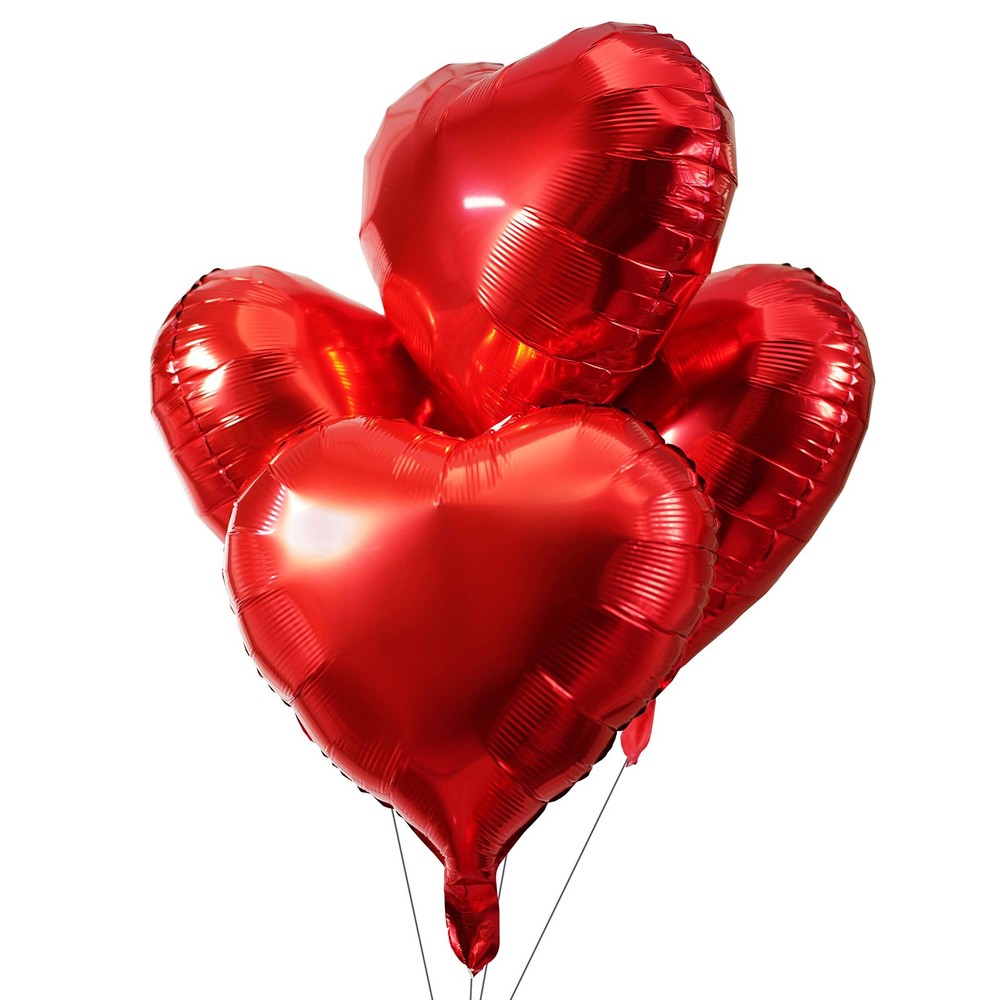 Red Heart Foil Mylar Balloons – Valentines Day Party Wedding Bachelorette Bir…