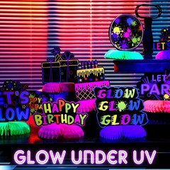 9 Pcs Neon Centerpieces for Table Glow in Dark Party Decorations, Glow Under …