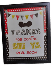 Disney Mickey Mouse Theme Framed Party Signs 11″ X 9″ Set of 3