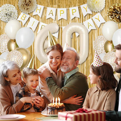 60Th Birthday Decorations, Happy 60Th Birthday Decorations White and Gold Balloo