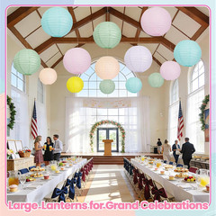Pastel Paper Lanterns 12 Pcs – 12″ Large round Hanging Paper Lanterns for Pastel
