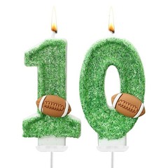 Football Number 10 Candle Green 10th Birthday Candles Football Birthday Numbe…