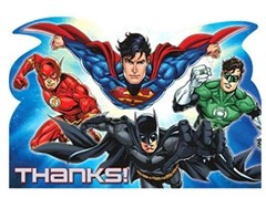 JUSTICE LEAGUE SUPERHERO PARTY 1 Pack of (8) Thank You Cards/Envelopes/Seals NEW