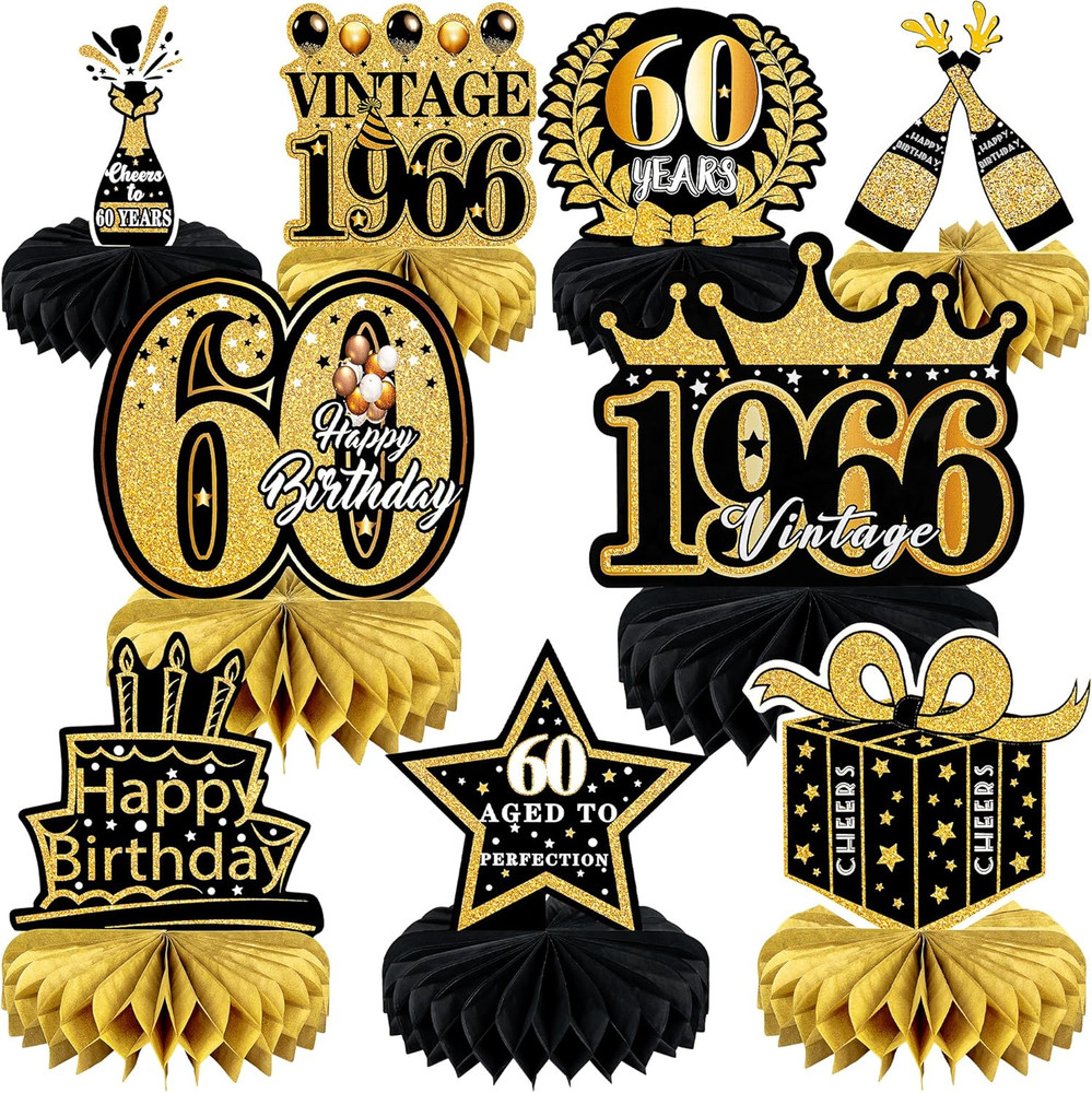 9 Pcs 60Th Birthday Decoration for Men Women 60Th Birthday Centerpieces for Tabl