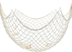 2 Pack Fish Net Decorations Natural Cotton Fishing Net Decor Hawaiian Beach