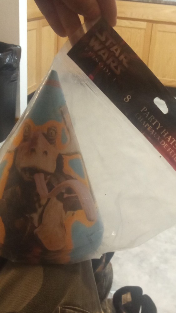 Star Wars Jar Jar Binks Birthday Hats 8 Count Blue Yellow Multicolor Paper