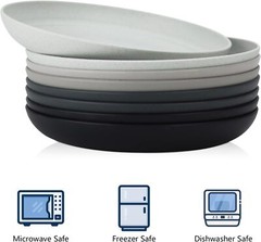 Homienly Deep Dinner Plates Set of 8 Alternative for 8 inch, Stone Gray
