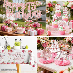 Yingto 196 PCS 75th Birthday Decorations for Women, Happy 75th Birthday Party Su
