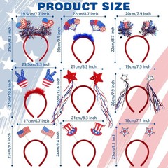 Comfortable 9PCS American Flag Headbands for Fun July 4th Celebrations