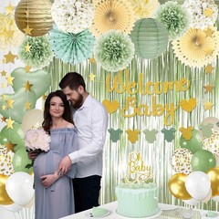Sage Green Baby Shower Decorations – Gender Neutral Baby Shower Decor Set wit…
