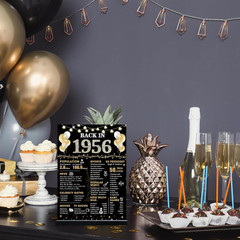 70Th Birthday Decorations Gift for Women Men, Black Gold Back in 1956 Poster Acr
