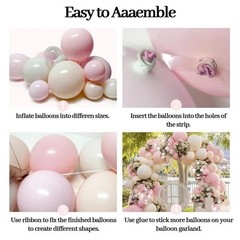 Pastel Pink White Balloon Arch Double Light Pink White Sand Beige Balloon Gar…