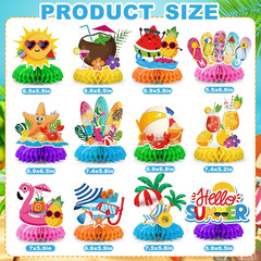 12Pcs Beach Party Decorations,Summer Party Decorations Honeycomb Centerpiece for