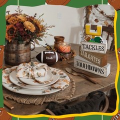 4 PCS Football Table Decorations Tiered Tray Decor Sport Game Centerpiece Sign