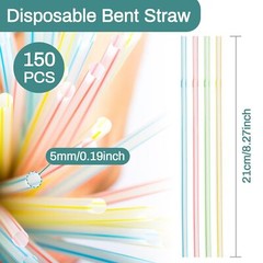 150PCS Disposable Plastic Drinking Straws – Flexible Straws Disposable Long C…