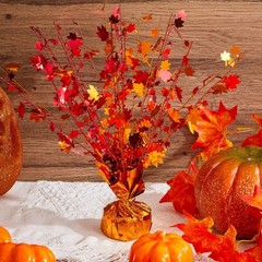 3 PCS Fall Centerpieces Metallic Gleam Foil Maple Leaves Thanksgiving Decor
