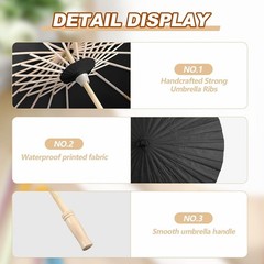 Paper Parasol Umbrellas for Wedding and Photography 23.6 Inch Black Set of 20