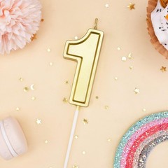 PHD CAKE 2.76 Inch Luxe Gold 1 Number Birthday Candles, 1,