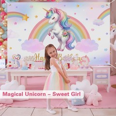 Unicorn Birthday Decorations Backdrop Banner,3 X 5Ft Unicorn Party Decorations P