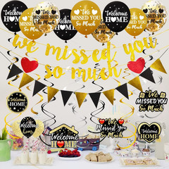 Welcome Home Decorations, 40Pcs ‘We Missed You so Much’ Banner Balloon Hanging S
