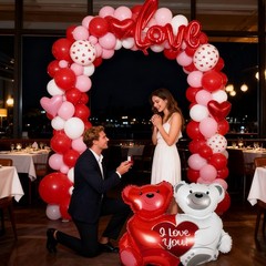 Bear & Heart Balloon Decor Set For Romantic Weddings, Birthday Parties Festivals