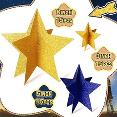 Sinload 45 Pcs 3D Glitter Star Decorations Back To School Work Stars
