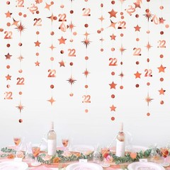Rose Gold 22nd Birthday Decorations Number 22 Circle Dot Star Garland Streamer B
