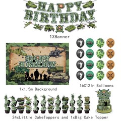 43Pcs Army Party Decorations Military Supplies Includes Soldier Balloons- Ban…