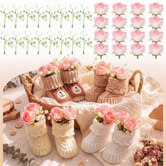 4 Set Baby Shower Booties Centerpiece Knitted Booties with Artificial Baby’s …