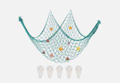 Decorative Fishing Net 40″x80″ Beach Nautical Lake DECOR w/Sea Shells AQUA BLUE