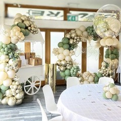 Sage Green Nude Balloon Kit 161PCS Birthday Party Backdrop Decor