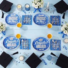 350 Pcs Blue and Silver Graduation Decorations Class of 2026 Disposable 12 in…