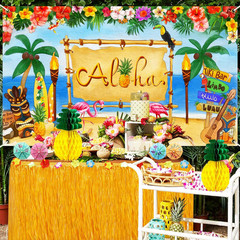 Hawaiian Luau Party Decoration Pack (159 Pcs), Tropical Beach Themed Aloha Summe