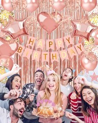 Rose Gold Birthday Decorations for Women and Girls, Rose Gold Party Decorations