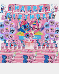 Lilo & Stitch Stitch & Angel Birthday Party Decor Set w/ Balloons, Tablecloth