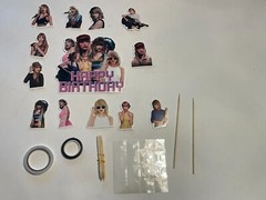 Taylor Swift Happy Birthday Party Supplies with Backdrop Banner Cupcake Topper