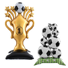 59Inch Stand Pedestal Football Trophy Shape Foil Balloons Soccer Cup Balloon Bir
