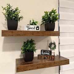 4Pcs Wooden Tabletop Decor Rustic Tiered Tray with Faux Eucalyptus Leaves Woo…