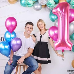 , Hot Pink 1 Balloon Number for First Birthday – 40 Inch | Number One Balloon…