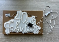 LED Neon Sign 40 & Fabulous Cheers To 40 Years Old Birthday Party 10” 16” Inch.