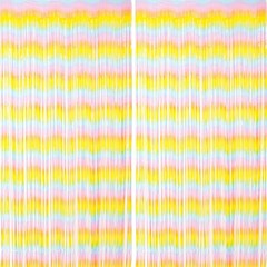 2 Pack Pastel Rainbow Foil Fringe Backdrop Curtains Tinsel Streamers for Party