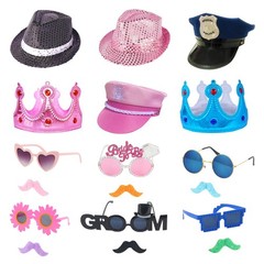 18 Pcs Fun Photo Booth Props Set for Adults, Novelty Funny Hats and Party Sun…